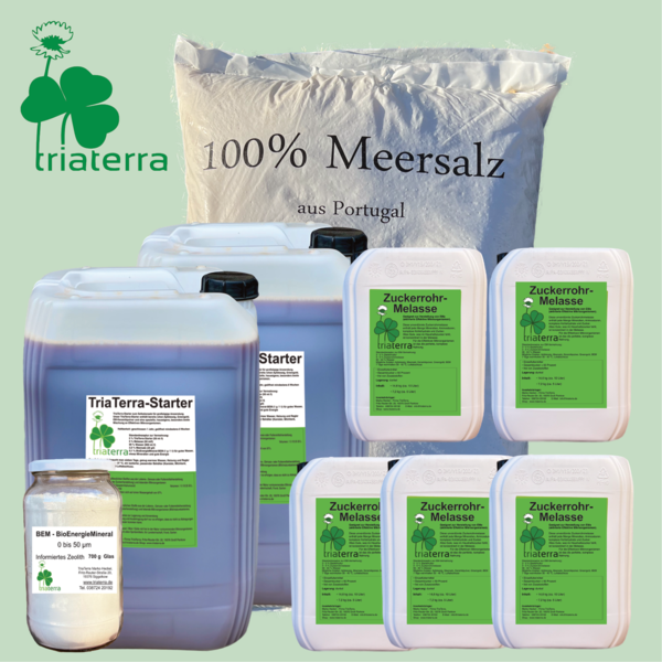 TriaTerra-Starter für 1000 Liter (50 l + 25 kg Salz + 700 g BEM + 50 l Melasse)